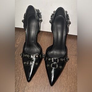*SOLD* Steve Madden: Midnight Black Studded Pointed-Toe Pumps